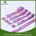 Polyester heat transfer printed satin wristband with plastic clip